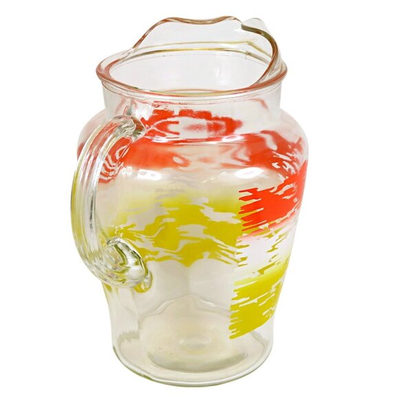 Sunset Stripes Mid-Century 64-Ounce Ice Lip Pitcher 2 Quart Glass Serveware - Picture 4 of 6
